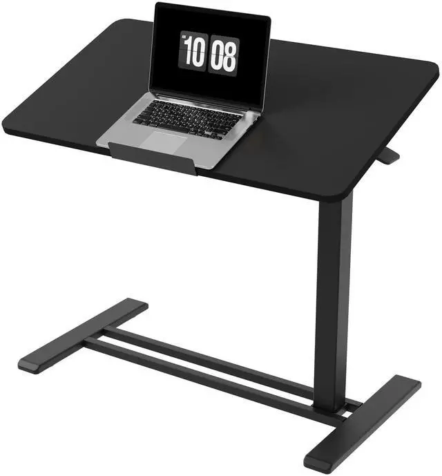 Main image of H7 PRO 90° Tiltable Mobile Overbed Table with Pneumatic Lift,32'' | Full foldable bedside table with adjustable desktop for laptop, Rolling Computer Cart and bed sofa.31.5" W x 17.7" D,Black