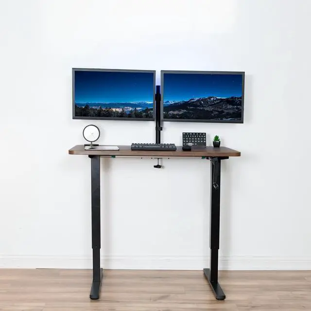 Alt view image 6 of 7 - Compact Hand Crank Stand Up Desk Frame, Black, DESK-M051MB | For 37 to 77 inch Table Tops, Height Adjustable, Ergonomic Standing Desk Legs, Foldable Handle