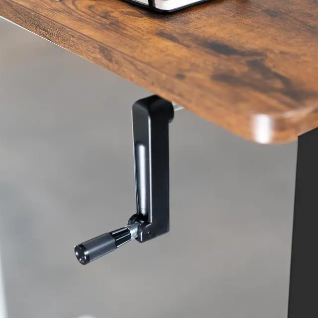 Alt view image 7 of 7 - Compact Hand Crank Stand Up Desk Frame, Black, DESK-M051MB | For 37 to 77 inch Table Tops, Height Adjustable, Ergonomic Standing Desk Legs, Foldable Handle