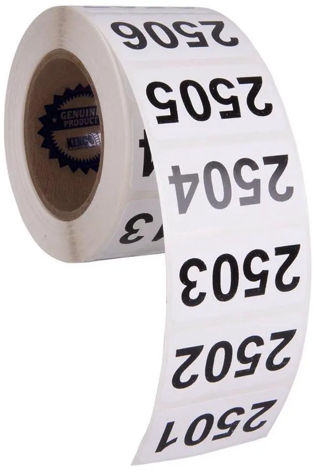 Main image of Consecutively Numbered Labels Self Adhesive Durable Vinyl- Measure: 2" X 1" By (ROLL 2501-3000)
