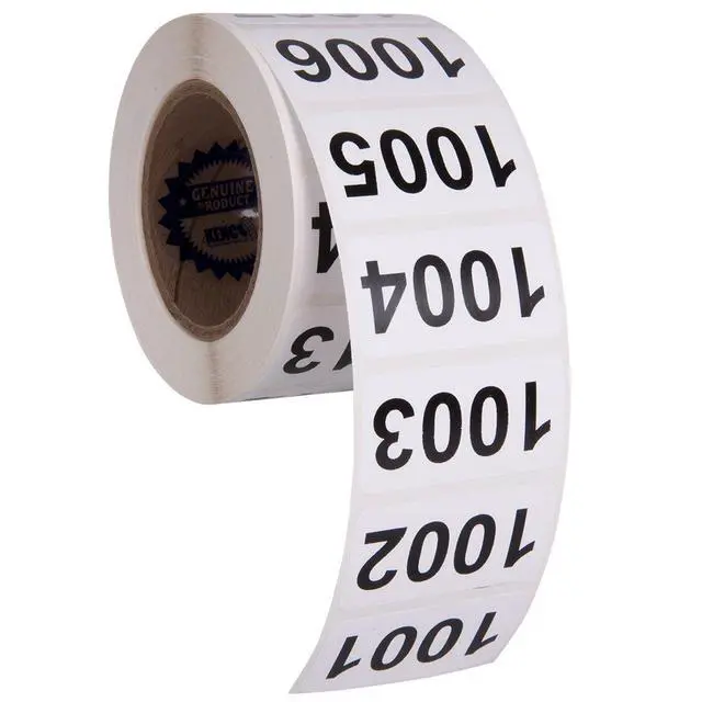 Alt view image 2 of 3 - Consecutively Numbered Labels Self Adhesive Durable Vinyl- Measure: 2" X 1" by (ROLL 1001-1500)