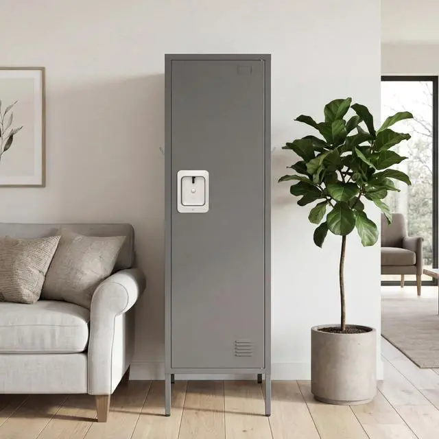 Alt view image 2 of 7 - Metal Storage Cabinet, Lockable Storage Locker with Door, Tall Metal Cabinet for Home School Gym Office Employee Kids Use