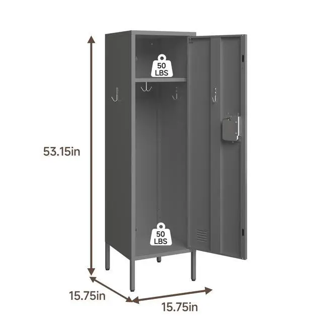 Alt view image 3 of 7 - Metal Storage Cabinet, Lockable Storage Locker with Door, Tall Metal Cabinet for Home School Gym Office Employee Kids Use