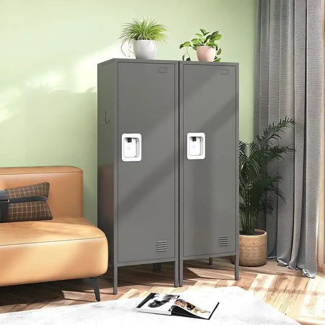 Alt view image 6 of 7 - Metal Storage Cabinet, Lockable Storage Locker with Door, Tall Metal Cabinet for Home School Gym Office Employee Kids Use