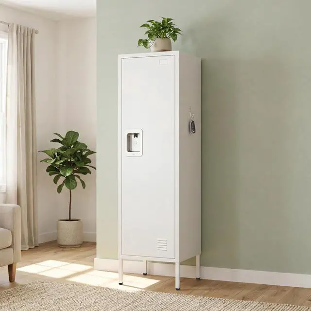 Alt view image 2 of 7 - Metal Storage Cabinet, Lockable Storage Locker with Door, Tall Metal Cabinet for Home School Gym Office Employee Kids Use