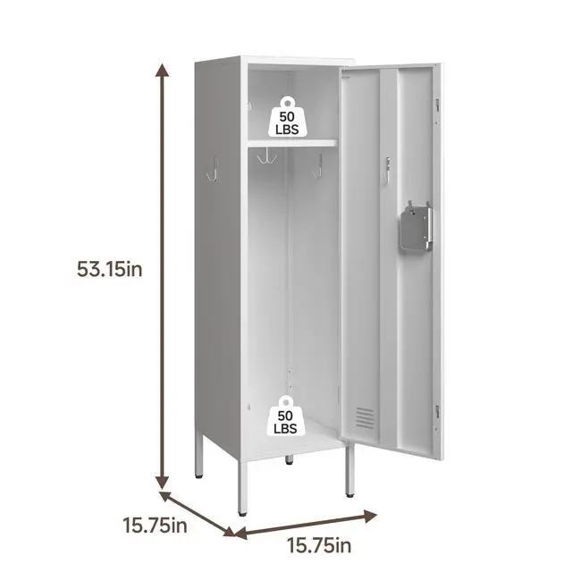 Alt view image 3 of 7 - Metal Storage Cabinet, Lockable Storage Locker with Door, Tall Metal Cabinet for Home School Gym Office Employee Kids Use