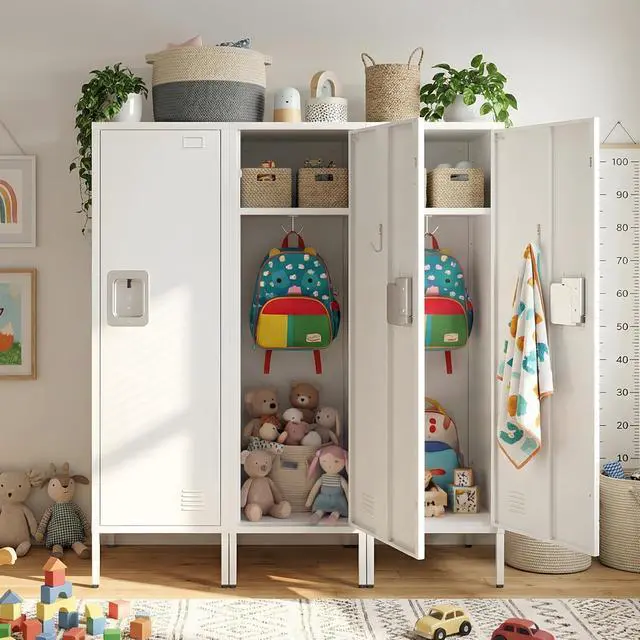 Alt view image 7 of 7 - Metal Storage Cabinet, Lockable Storage Locker with Door, Tall Metal Cabinet for Home School Gym Office Employee Kids Use