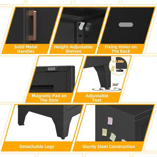 Alt view image 6 of 7 - 67"H Black Metal Locker with 1 Lockable Door and 4 Adjustable Shelves For Employees, 5 Tier Narrow Storage Cabinet with Detachable Legs and Vintage Handle for Kitchen,Office,Gym,School,Easy Assembly