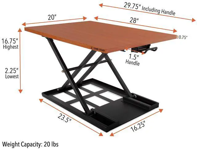 Alt view image 3 of 7 - X-Elite Pro, Ergonomic Adjustable Height Standing Desk Converter for Home or Office, Easy Lift Sit to Stand Laptop Desk Riser for Laptop and Computer Monitor (Cherry, 28in x 20in)