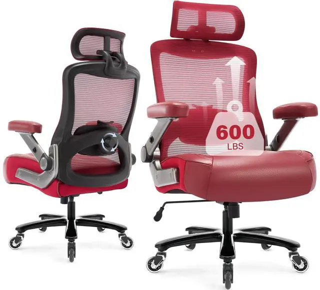 Main image of 600lbs Big and Tall Office Chair, Heavy Duty Executive Computer Desk Chair | 3D Flip Arms, Large Wheels, Ergonomic Design, Extra Wide Seat, Adjustable Lumbar Support&Headrest, Mesh High Back Chair