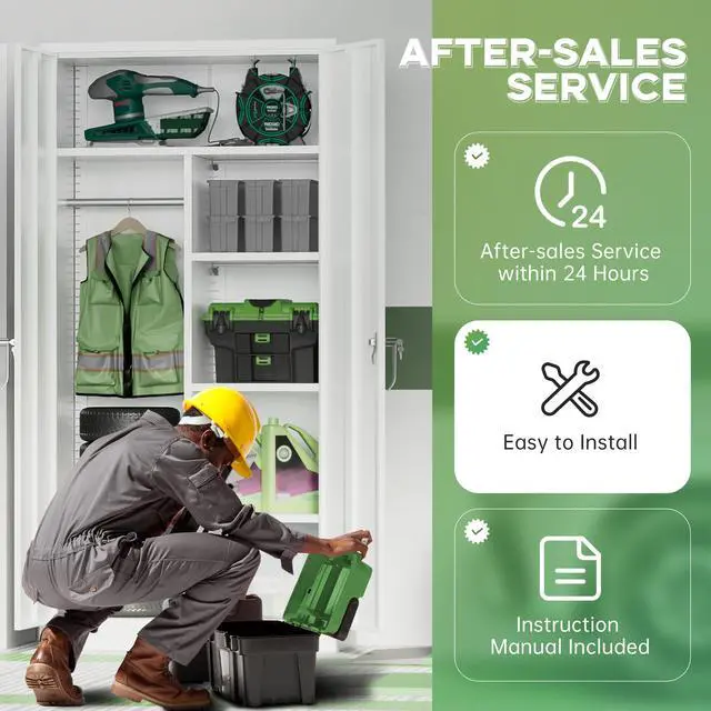 Alt view image 5 of 7 - Metal Wardrobe Closet, 71" White Locking Storage Wardrobe Cabinet with Doors and Shelves, Tall Steel Clothes Storage for Office, Home, School, Gym