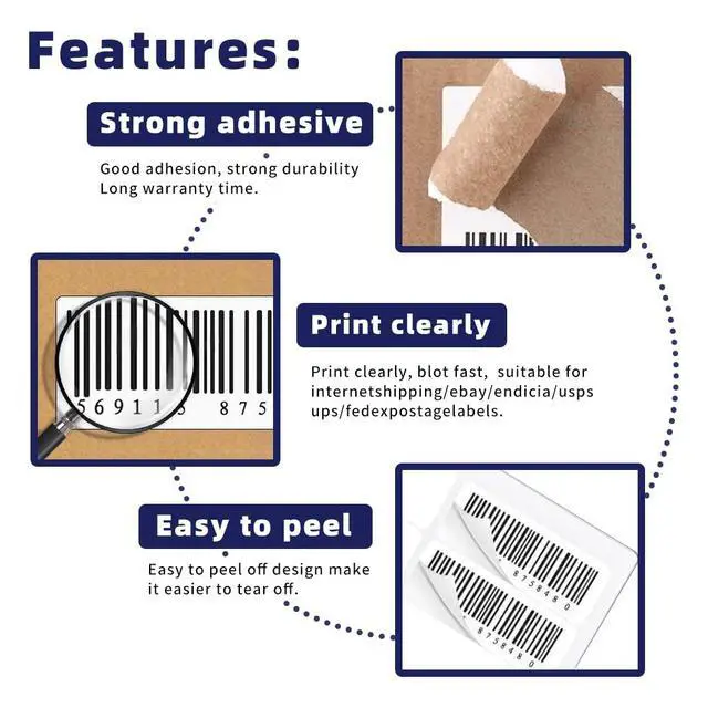 Alt view image 3 of 7 - 1" x2-5/8 Self Adhesive Address Labels, 30UP Blank Shipping Labels, FUSKU, FBA Mailing Labels for Inkjet and Laser Printer, 30000 Sticker Labels (1000 Sheets), 30 Labels per Sheet