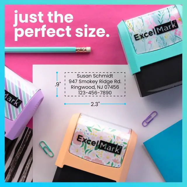 Alt view image 7 of 7 - Custom Stamp - Clear & Crisp Impressions - Vibrant Colors & Patterns - Use for Address Stamp and More - Made in America (Violet)