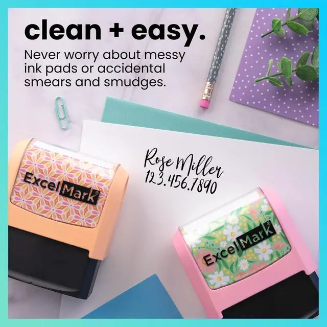 Alt view image 2 of 6 - Custom Stamp - Clear & Crisp Impressions - Vibrant Colors & Patterns - Use for Address Stamp and More - Made in America (Seafoam)