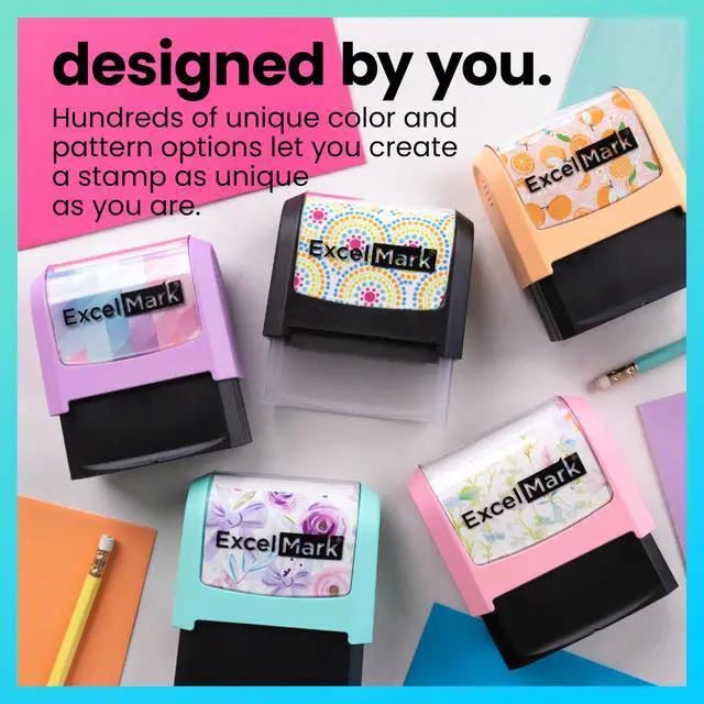 Alt view image 4 of 6 - Custom Stamp - Clear & Crisp Impressions - Vibrant Colors & Patterns - Use for Address Stamp and More - Made in America (Seafoam)