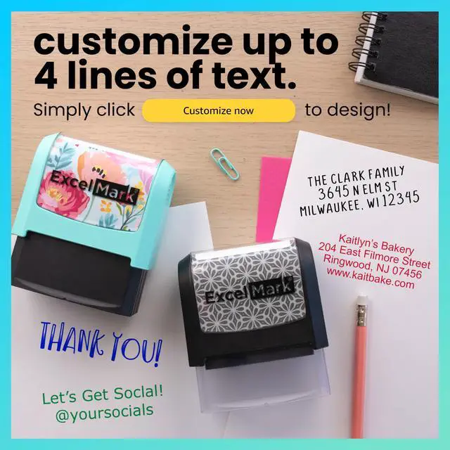 Alt view image 5 of 6 - Custom Stamp - Clear & Crisp Impressions - Vibrant Colors & Patterns - Use for Address Stamp and More - Made in America (Seafoam)