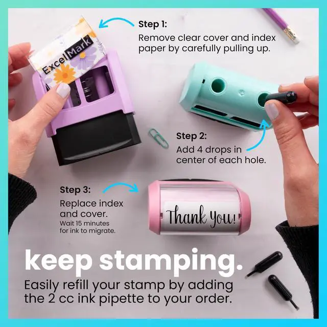 Alt view image 6 of 6 - Custom Stamp - Clear & Crisp Impressions - Vibrant Colors & Patterns - Use for Address Stamp and More - Made in America (Seafoam)