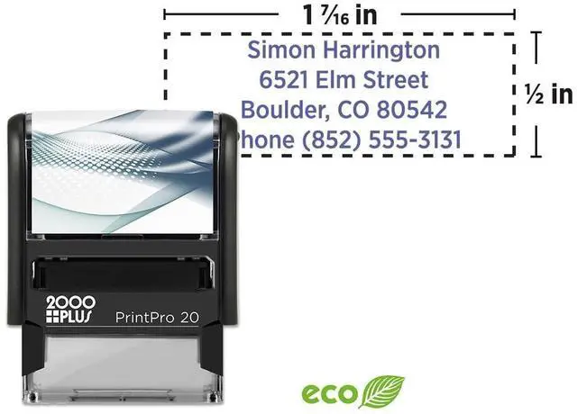 Main image of 2000 Plus PrintPro 20 Self-Inking Custom Stamp, 1/2 x 1 7/16 Inch Impression Area