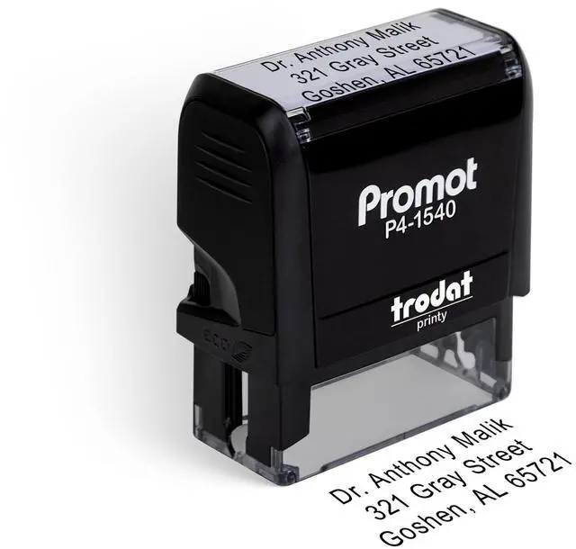 Main image of 3-Line Self Inking Stamp (Small) - Customizable Font & Ink Color | Crisp & Consistent Impressions, Thousands of Clear Stampings, Fast One-Hand Operation, Built-In Self-Inking Mechanism