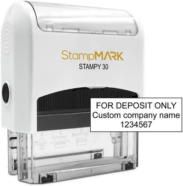 Main image of for Deposit Only Customized Office Self Inking Stamp - 3-Lines - Medium - Choose from 15 Ink Colors
