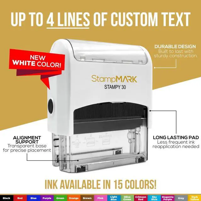Alt view image 2 of 6 - for Deposit Only Customized Office Self Inking Stamp - 3-Lines - Medium - Choose from 15 Ink Colors