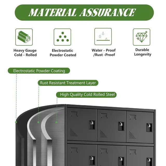 Alt view image 5 of 7 - Metal Lockers for Employees, 18 Doors Metal Storage Locker | with Card Slot and Ventilation Holes, Steel Employee lockers for Home Office School Gym Garage, Requires Installation