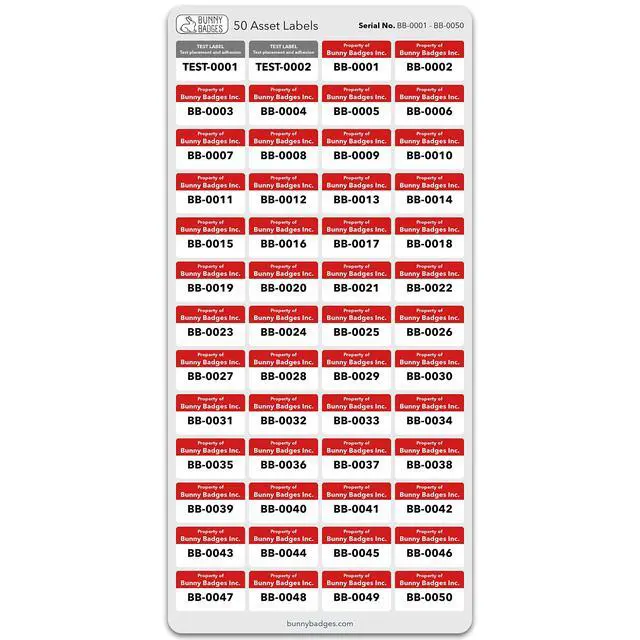 Alt view image 5 of 5 - Custom Asset Tags - Asset Labels with Sequential Numbers - 1.2 x 0.7 (100-5000 Labels)