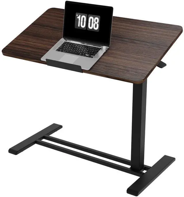 Main image of H7 PRO 90° Tiltable Mobile Overbed Table with Pneumatic Lift,32'' | Foldable bedside table with adjustable desktop for laptop, Rolling Computer Cart and bed sofa.31.5" W x 17.7" D,Rustic Brown