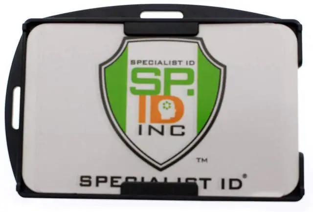 Alt view image 5 of 6 - 5 Pack - Black Dual Card ID Badge Holder - Holds 2 Cards - Rigid Hard Plastic - Double Sided Card Holder for Horizontal or Vertical Badges - Open Face Design