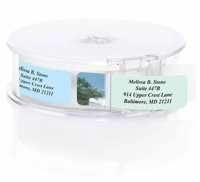 Main image of Scenic America Assorted Designer Rolled Address Labels with Elegant Plastic Dispenser