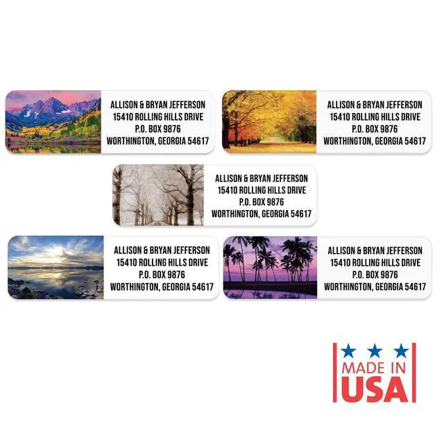 Alt view image 6 of 6 - Scenic Landscape Rolled Address Labels / 250 Personalized Return Address Labels/Designer Address Stickers in Elegant Plastic Dispenser