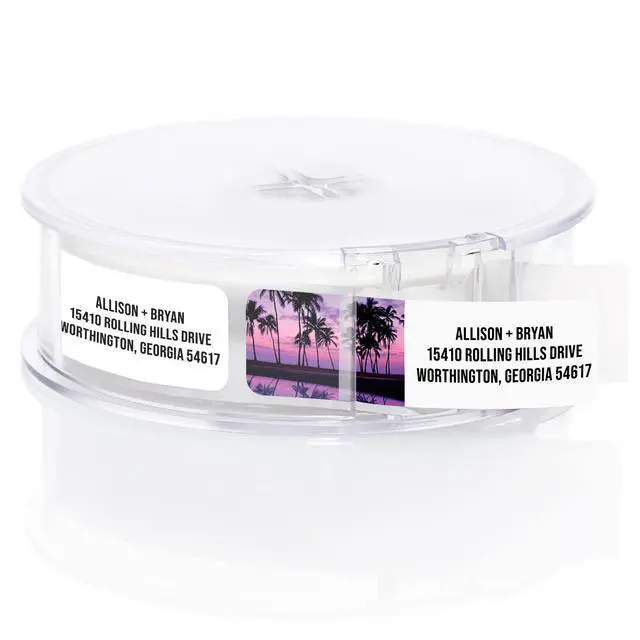 Alt view image 2 of 6 - Scenic Landscape Rolled Address Labels / 250 Personalized Return Address Labels/Designer Address Stickers in Elegant Plastic Dispenser