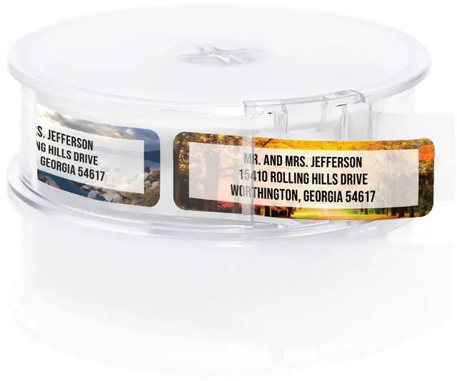 Alt view image 2 of 6 - Breathtaking Landscape Rolled Address Labels / 500 Personalized Return Address Labels/Designer Address Stickers in Elegant Plastic Dispenser