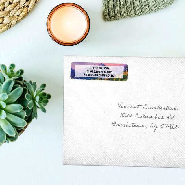 Alt view image 4 of 6 - Breathtaking Landscape Rolled Address Labels / 500 Personalized Return Address Labels/Designer Address Stickers in Elegant Plastic Dispenser