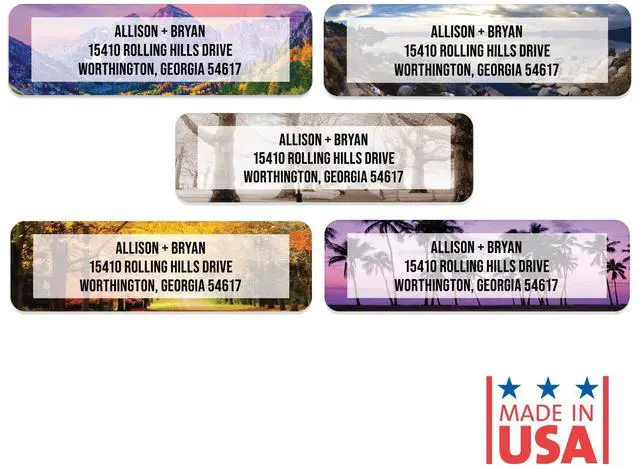 Alt view image 6 of 6 - Breathtaking Landscape Rolled Address Labels / 500 Personalized Return Address Labels/Designer Address Stickers in Elegant Plastic Dispenser