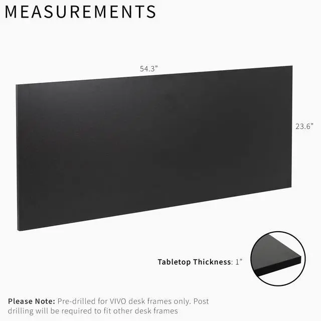 Alt view image 3 of 7 - Black 55 x 24 inch Solid Square Corner Table Top, DESK-TOP55B-S | One-Piece Desktop, For Height Adjustable Sit Stand Desk Frames, Home and Office Furniture Sets, Universal