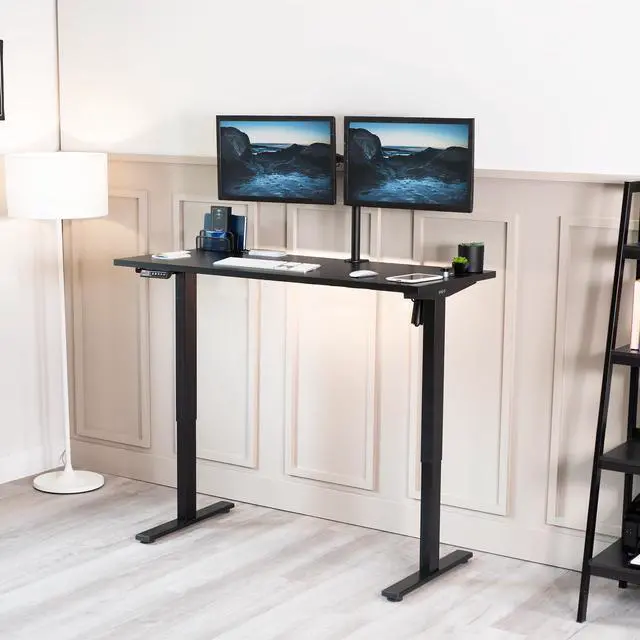 Alt view image 7 of 7 - Black 55 x 24 inch Solid Square Corner Table Top, DESK-TOP55B-S | One-Piece Desktop, For Height Adjustable Sit Stand Desk Frames, Home and Office Furniture Sets, Universal
