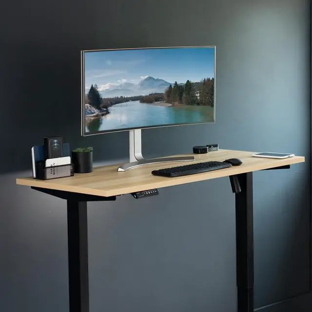 Alt view image 2 of 7 - Light Wood 55 x 24 inch Solid Square Corner Table Top, DESK-TOP55C-S | One-Piece Desktop, For Height Adjustable Sit Stand Desk Frames, Home and Office Furniture Sets, Universal