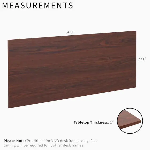 Alt view image 3 of 7 - Dark Walnut 55 x 24 inch Solid Square Corner Table Top, DESK-TOP55D-S | One-Piece Desktop, For Height Adjustable Sit Stand Desk Frames, Home and Office Furniture Sets, Universal