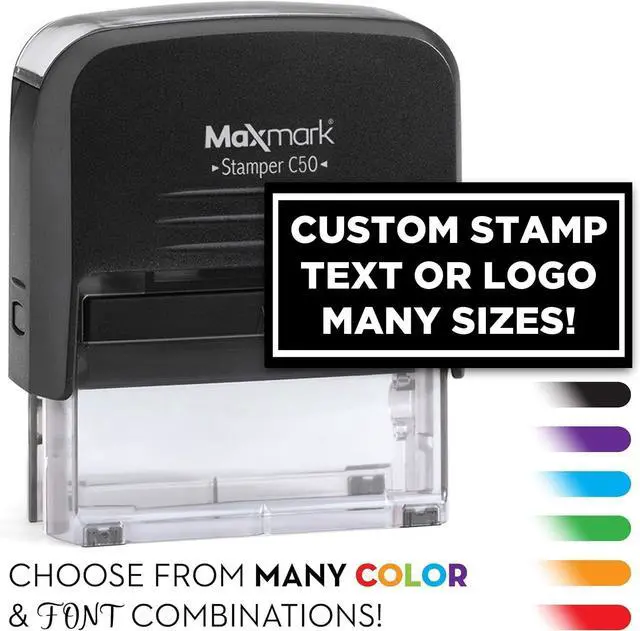 Main image of Personalized Business Custom Self-Inking Rectangular Logo or Text Stamp - Choose from 15 Ink Colors
