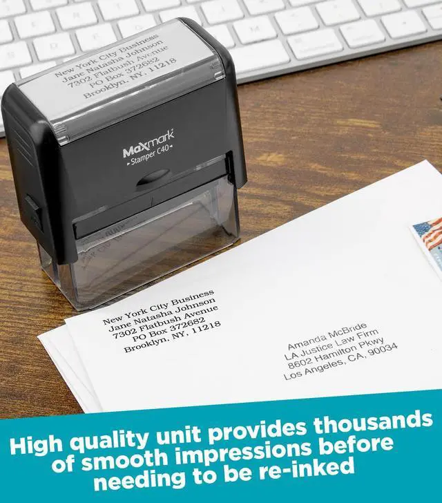 Alt view image 4 of 5 - Personalized Business Custom Self-Inking Rectangular Logo or Text Stamp - Choose from 15 Ink Colors
