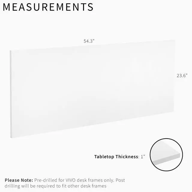 Alt view image 3 of 6 - White 55 x 24 inch Solid Square Corner Table Top, DESK-TOP55W-S | One-Piece Desktop, For Height Adjustable Sit Stand Desk Frames, Home and Office Furniture Sets, Universal