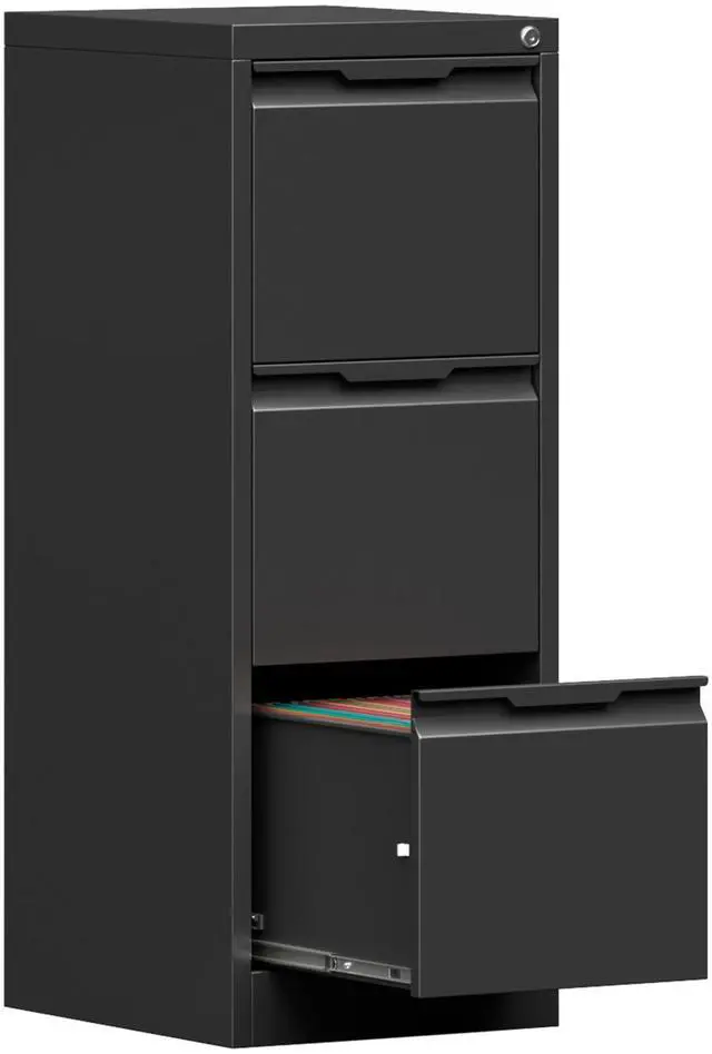 Main image of 3 Drawer Vertical File Cabinet with Lock, Metal Filing Cabinet for Home Office, Locking File Cabinet for A4/F4/Legal/Letter, Assembly Required (Black, 3 Drawer)