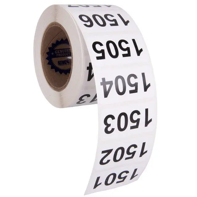 Alt view image 2 of 3 - Consecutively Numbered Labels Self Adhesive Durable Vinyl- Measure: 2" X 1" by (ROLL 1501-2000)