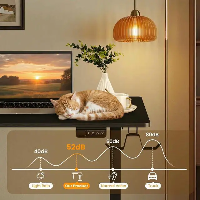 Alt view image 7 of 7 - 63x55 L Standing Adjustable Desk with 39x18 Mouse Pad, Black | Adjustable Height L Shaped Home Office Gaming Writing Studying Computer Workstation with Hooks