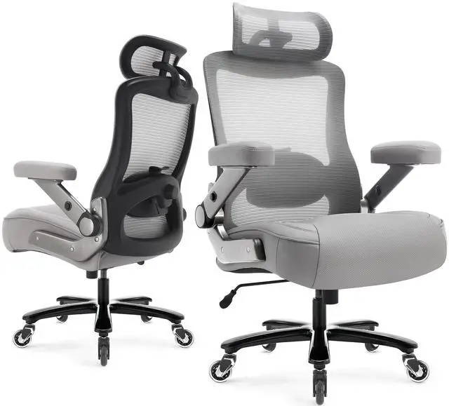 Main image of 600lbs Big and Tall Office Chair, Heavy Duty Executive Computer Desk Chair | 3D Flip Arms, Large Wheels, Ergonomic Design, Extra Wide Seat, Adjustable Lumbar Support&Headrest, Mesh High Back Chair