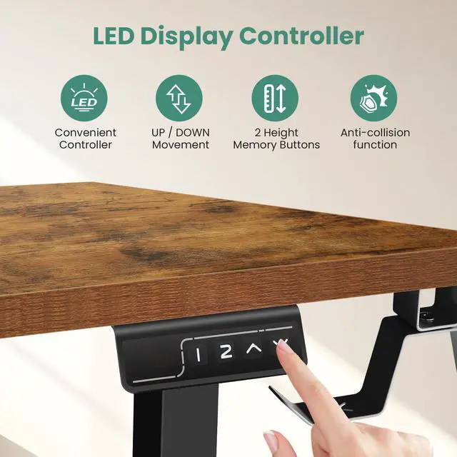 Alt view image 5 of 7 - 63 L Shaped Standing Desk,Electric Height Adjustable Corner Stand Up Desk, Ergonomic Sit Stand Home Office Computer Desk with Splice Board (Brown)