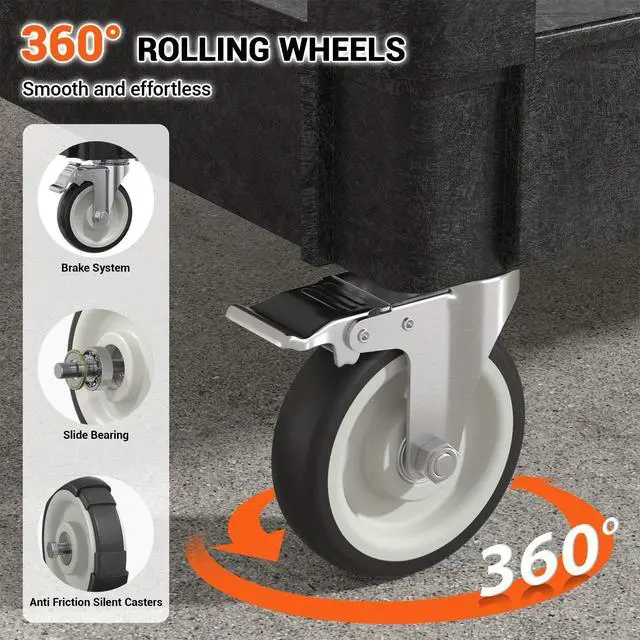 Alt view image 2 of 7 - 46 x 25 Inch Utility Rolling Storage Cart with Flat Top, Black | 1000 Lbs Capacity, Tool Cart with 360° Swivel Wheels, 2 Shelf Work Cart with Sturdy Platform for Grocery, Cleaning, Garage