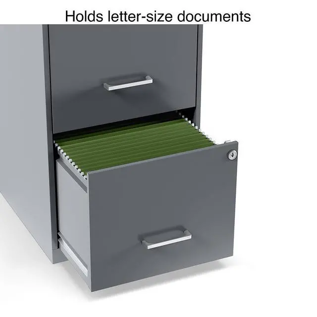 Alt view image 5 of 7 - Vertical File Cabinet, 2-Drawer, for Letter/Legal Files | Compact rolling cabinet for secure document storage in home or office