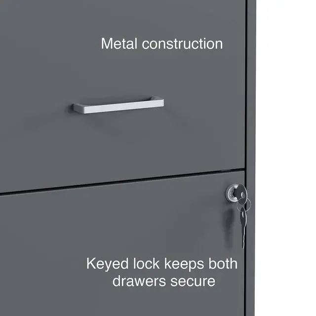 Alt view image 7 of 7 - Vertical File Cabinet, 2-Drawer, for Letter/Legal Files | Compact rolling cabinet for secure document storage in home or office